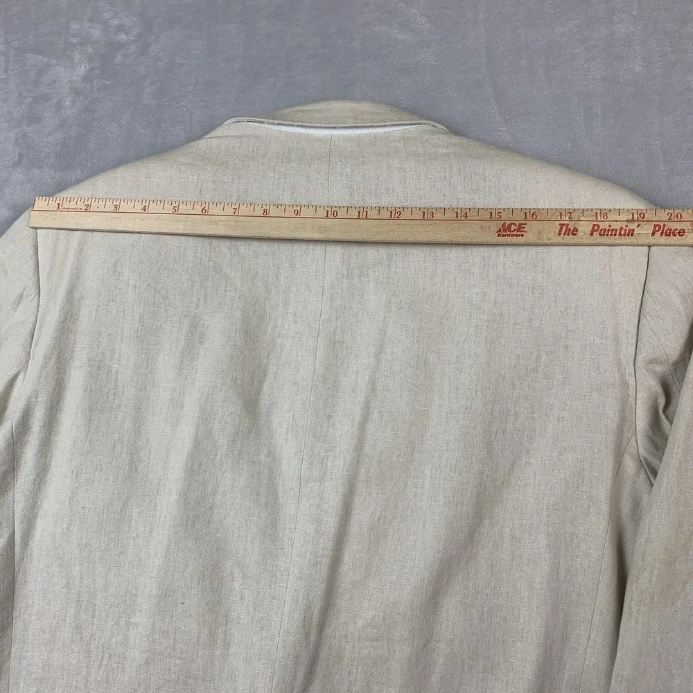 bianco Brioni Blazer 42L Beige Loro Piana 100% Linen Lined Spots* Missing Button